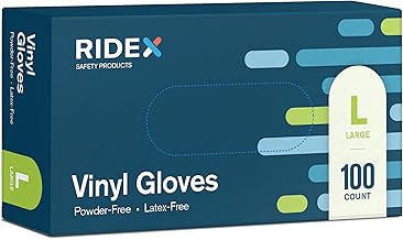 Ridex Disposable Gloves Latex-Free Clear Vinyl Gloves [100-Count] Powder-Free All-Purpose Gloves, Dispenser Box Gloves 100 Pieces - Size Large Glove Medical