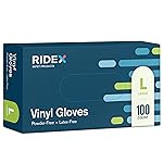 Ridex Disposable Gloves Latex-Free Clear Vinyl Gloves [100-Count] Powder-Free All-Purpose Gloves, Dispenser Box Gloves 100 Pieces - Size Large Glove Medical