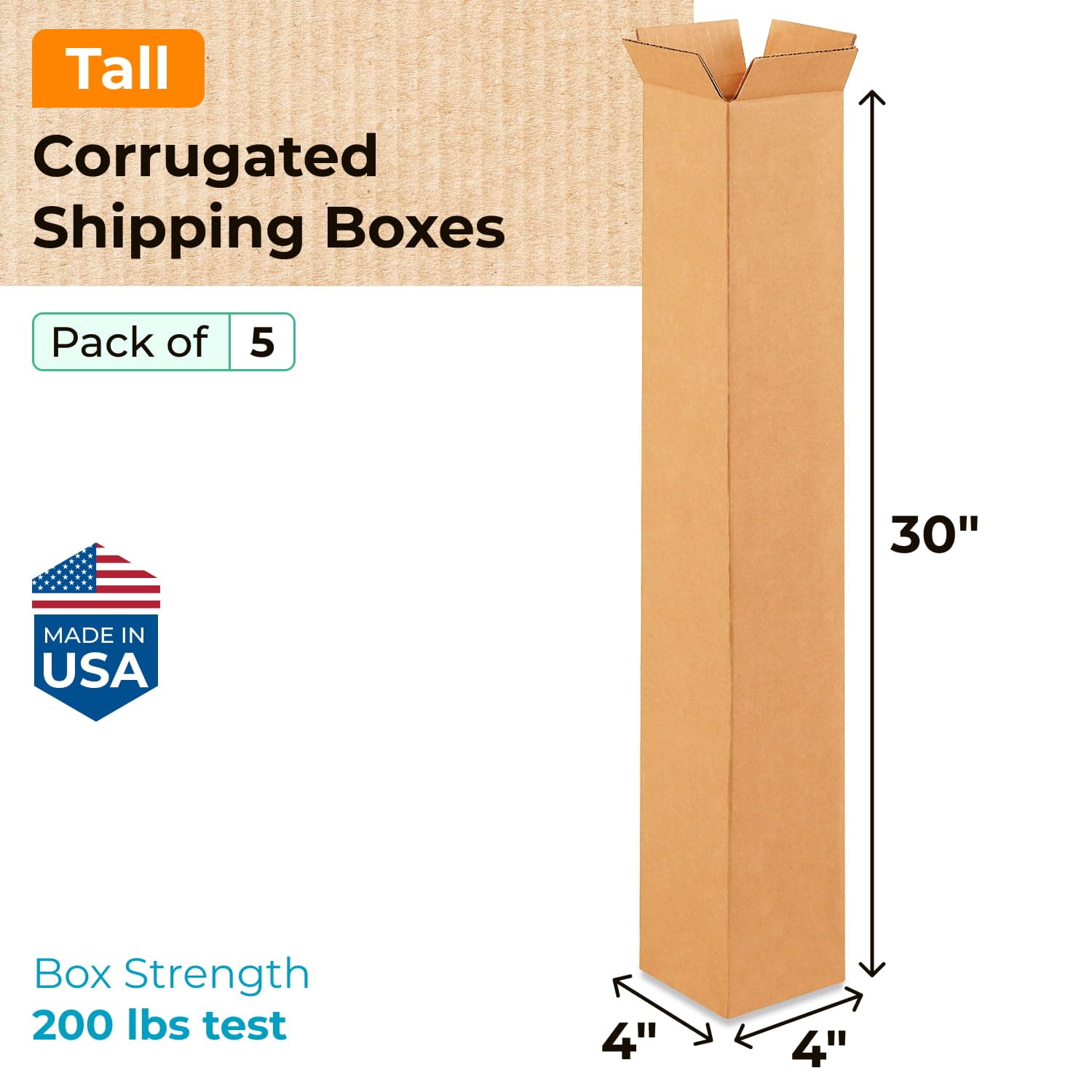 Snapklik.com : Tall Moving & Shipping Boxes 4 X 4 X 30 Inches