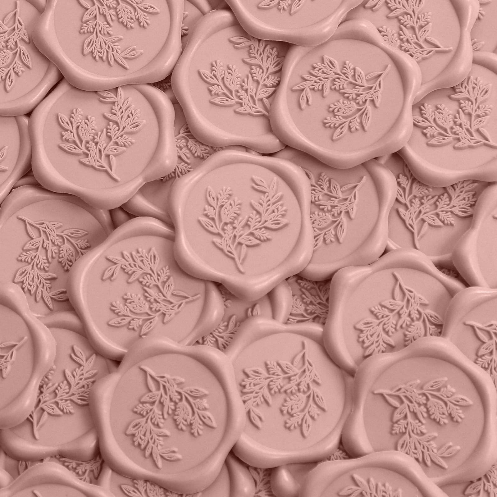 UNIQOOOWax Seal Stickers - Eucalyptus Wedding Invitation Envelope Seal Stickers, 50 Pcs Self Adhesive Dusty Rose Pink Stickers, Perfect for Invitation, Envelopes, Gift Wrapping, Christmas