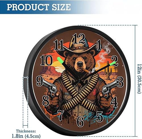 Miniatura 3 de Silent Non-Ticking Battery Operated Clock Luminous Voice-Activated Clocks Sunset Cowboy Beer Retro 12 Inch for Office, Home, Bathroom, Kitchen,