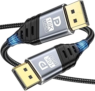 YUETUOL 16K Cable DisplayPort 2.1, Cable DP 2M 80Gbps 16K@60Hz, 8K@120Hz, 4K @240Hz/165Hz/144Hz, 2K@240Hz, Compatible con HDR10, FreeSync, G-Sync para PC, Monitor, Tarjeta Gráfica, Gaming