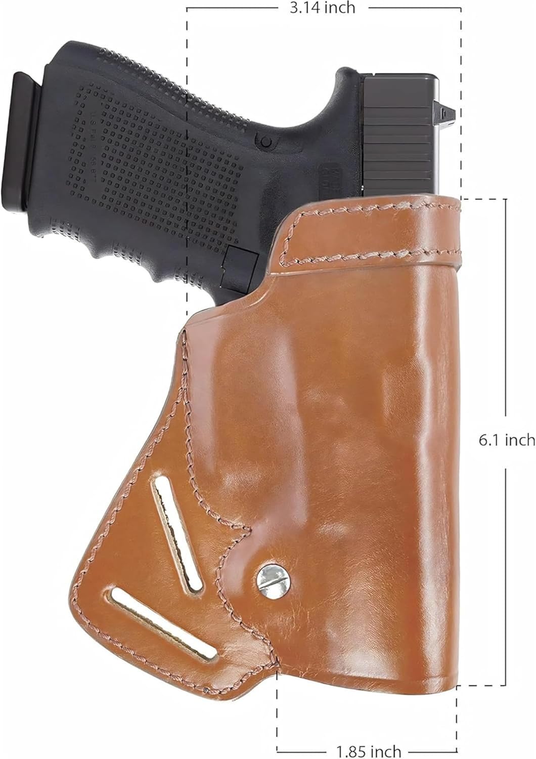 Genuine Leather Small of Back Holster for Glock 19 23 29 32, Ruger SR9 SR22, SW MP9 MP40, Sig P225 P299, Taurus G2 - Right Handed OWB