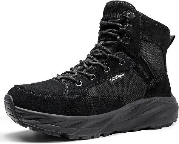 LACKWAR Mens Military Tactical Hiking Boots Lightweight Comfortable Motorcycle Combat Boot Non-slip Waterproof Work Boots for Men