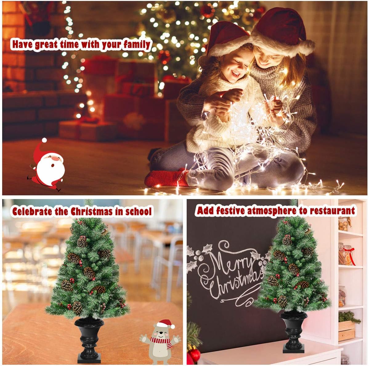 Blасk Frіdау - 50% оƒƒ Goplus 4FT Snow Flocked Entrance Tree, Artificial Christmas Tree with Pine Cones and Red Berries, Unlit Xmas Tree for Porch and Outdoor Use Lіmіtеd Dіѕсоunt Goplus 4FT Snow Flocked Entrance Tree, Artificial Christmas Tree with Pine Cones and Red Berries, Unlit Xmas Tree for Porch and Outdoor Use