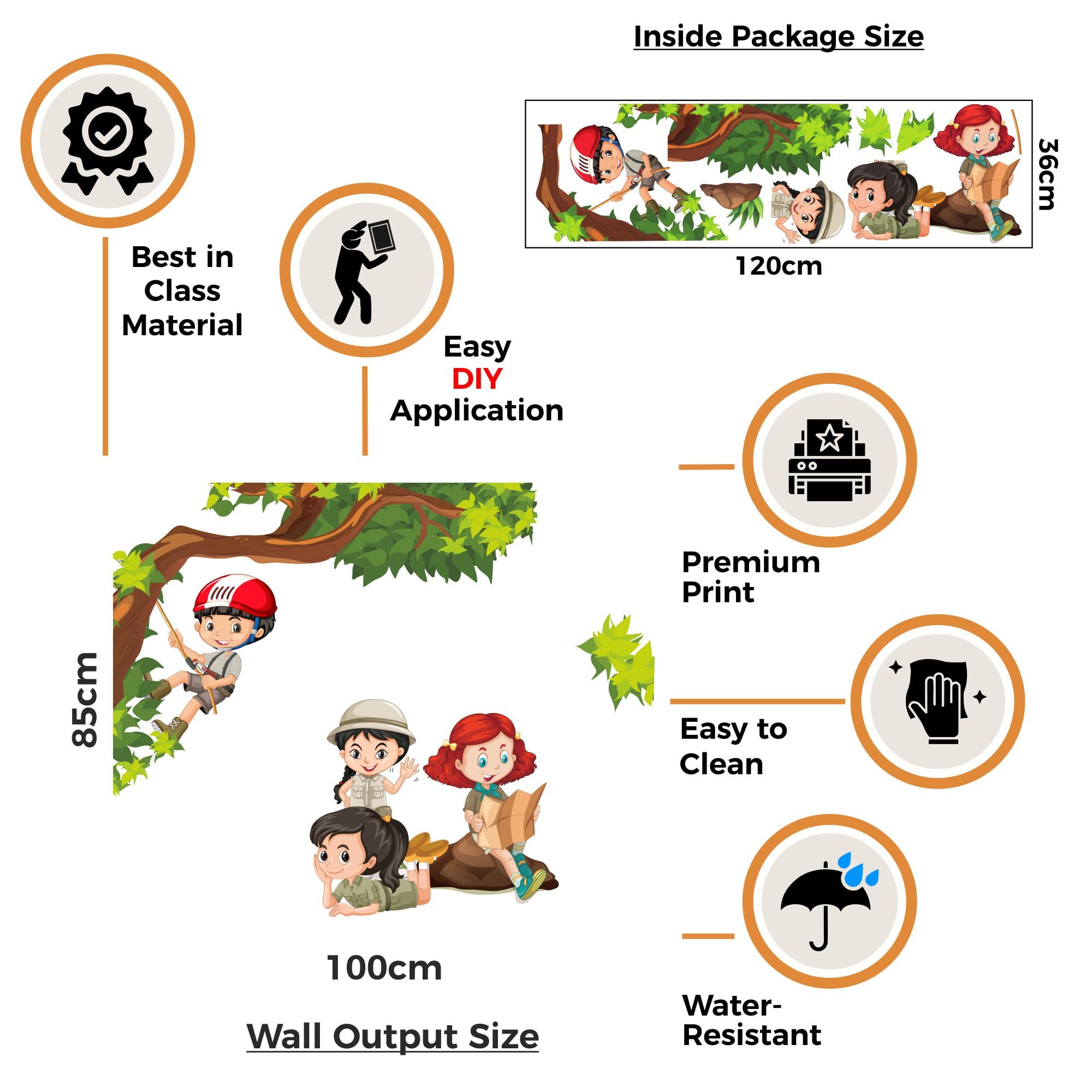 Rawpockets Decal ' Kids Activity ' (Material - PVC Vinyl Matte Finish, Wall Coverage Area - Height 85cm X Width 100cm) (Pack of 1) Wall Sticker 3