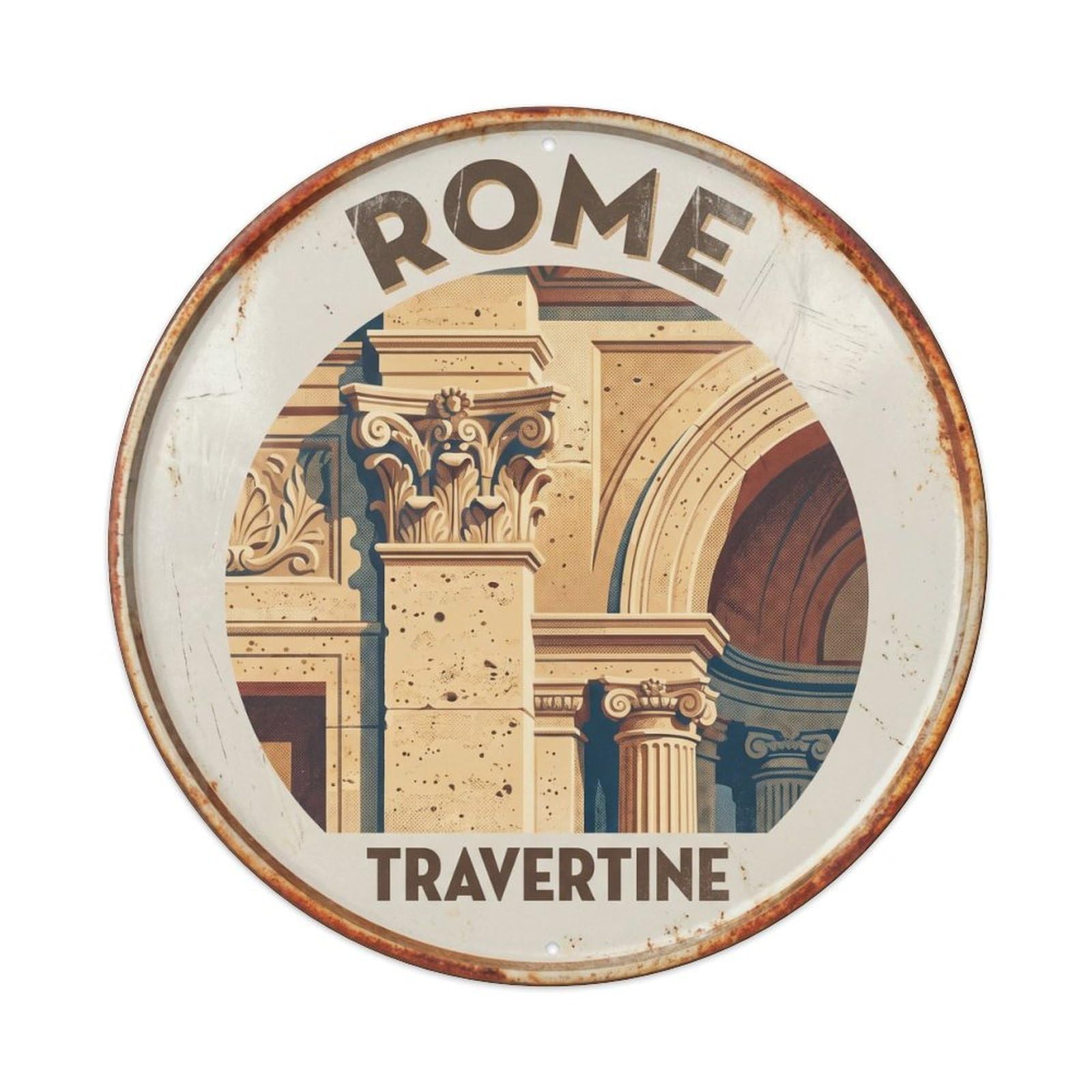 Travertine Rome Italy City Landmark Travel Retro Metal Tin Sign