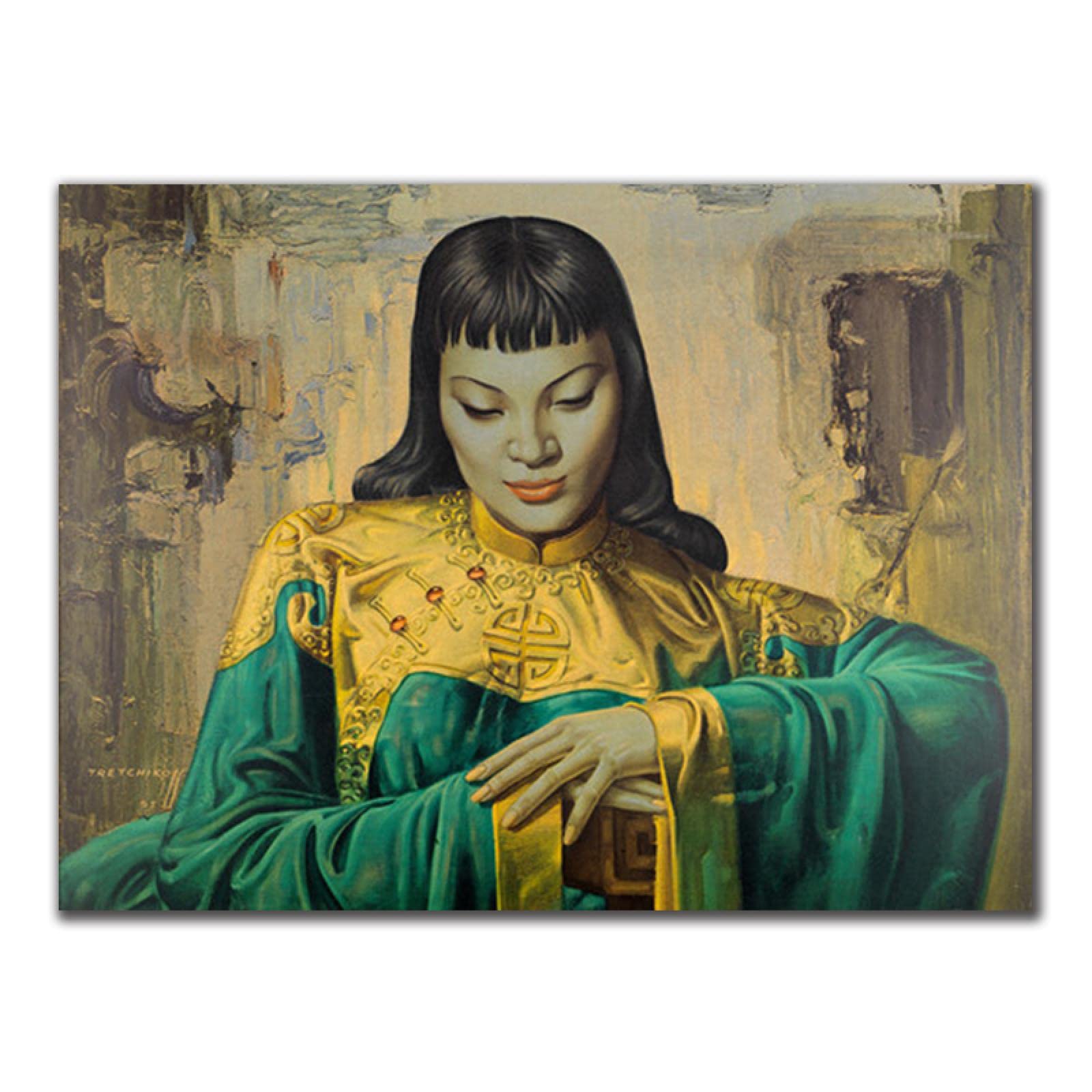 Yooyu Tretchikoff Lady From Orient Reproduction Canvas Paintings Posters Prints Wall Art Pictures for Living Room Decoration 50x70cm(20x28in) No Frame