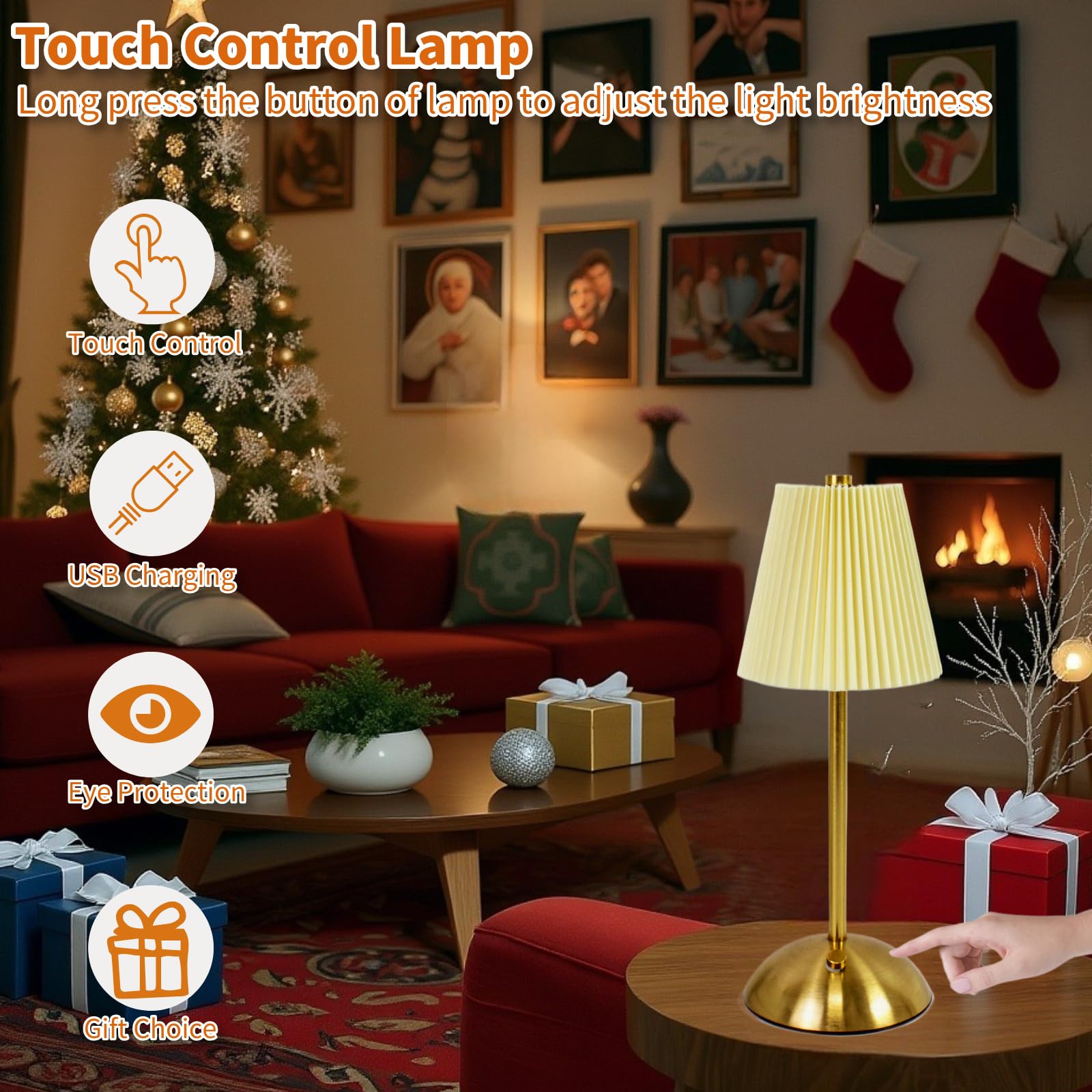 Bezprzewodowa lampa stołowa, 2 sztuki, zasilana bateriami, lampka nocna LED, 3 kolory, ściemniana, lampa biurkowa ze sterowaniem dotykowym, przenośna szafka nocna, dekoracja małego stołu, do sypialni