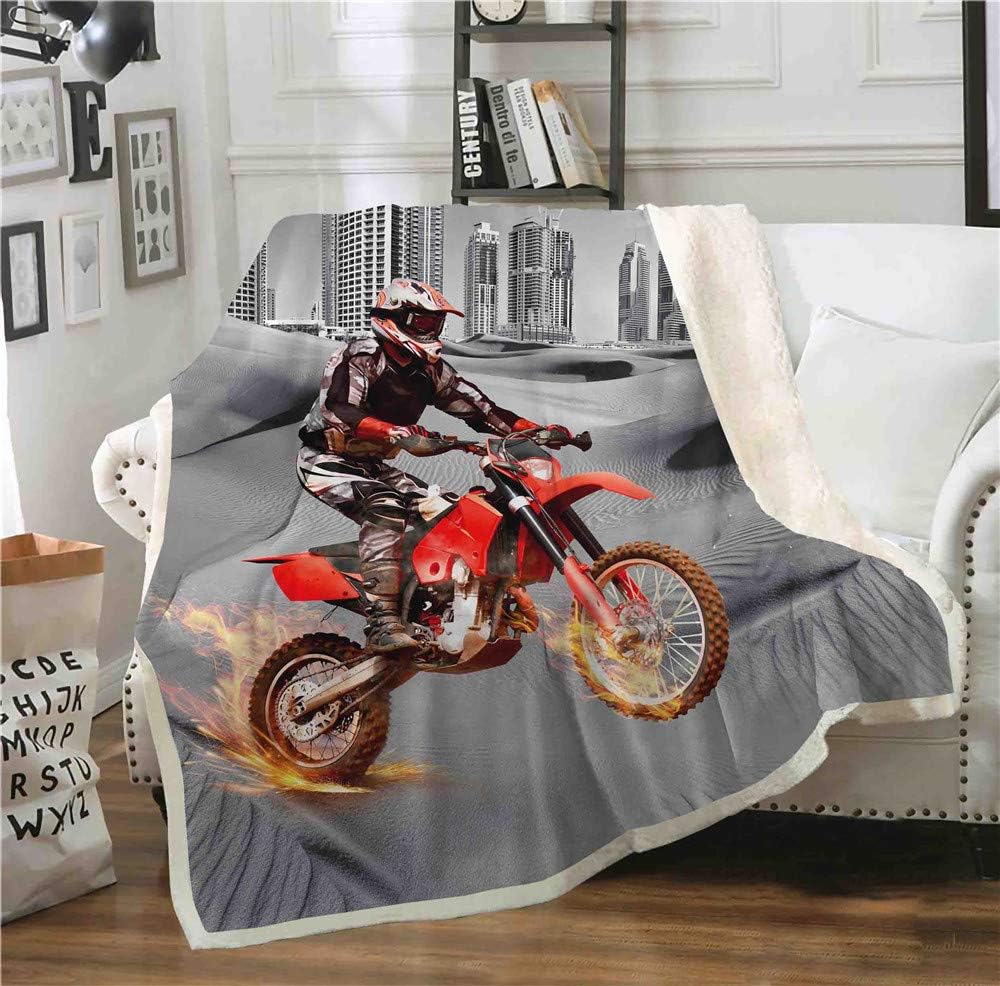SHOMPE Dirt Bike Motocross Racer Sports Throw Blanket Soft