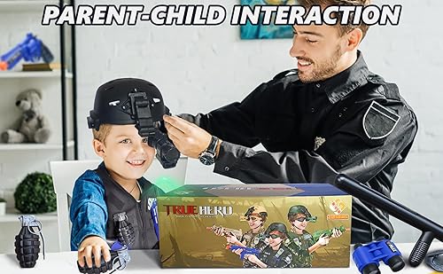 Miniatura 7 de Disfraz de oficial de policía, disfraz SWAT para niños, juego de rol de policía con chaleco, casco para niños de 3 a 10 a 12 años, disfraz de