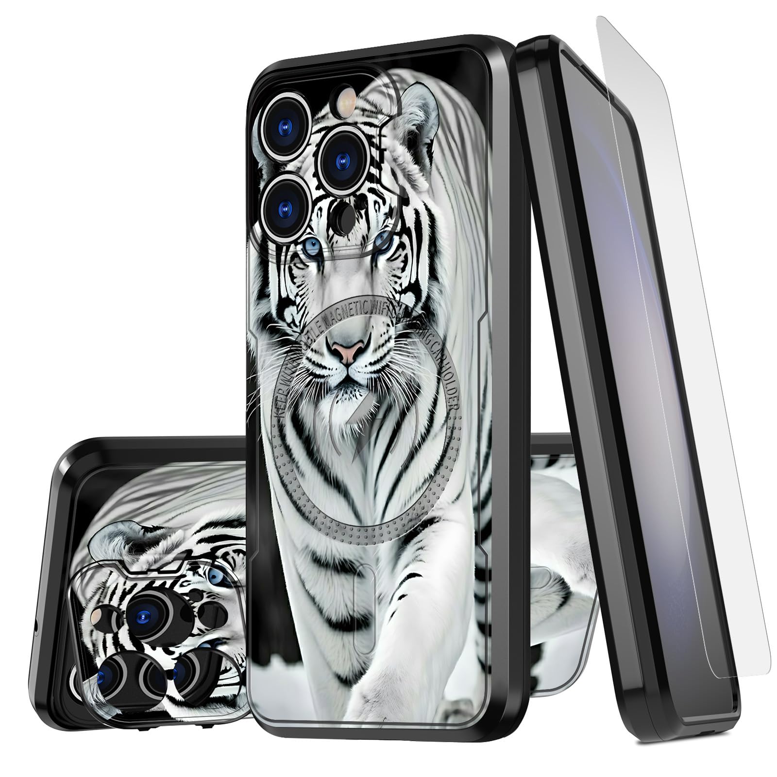 GYSYSQSH for iPhone 16 Pro Max Case with Screen Protector Adjustable Camera Cover Stand Kickstand & Camera Lens Protection Magnetic Slim Anti-Scratch