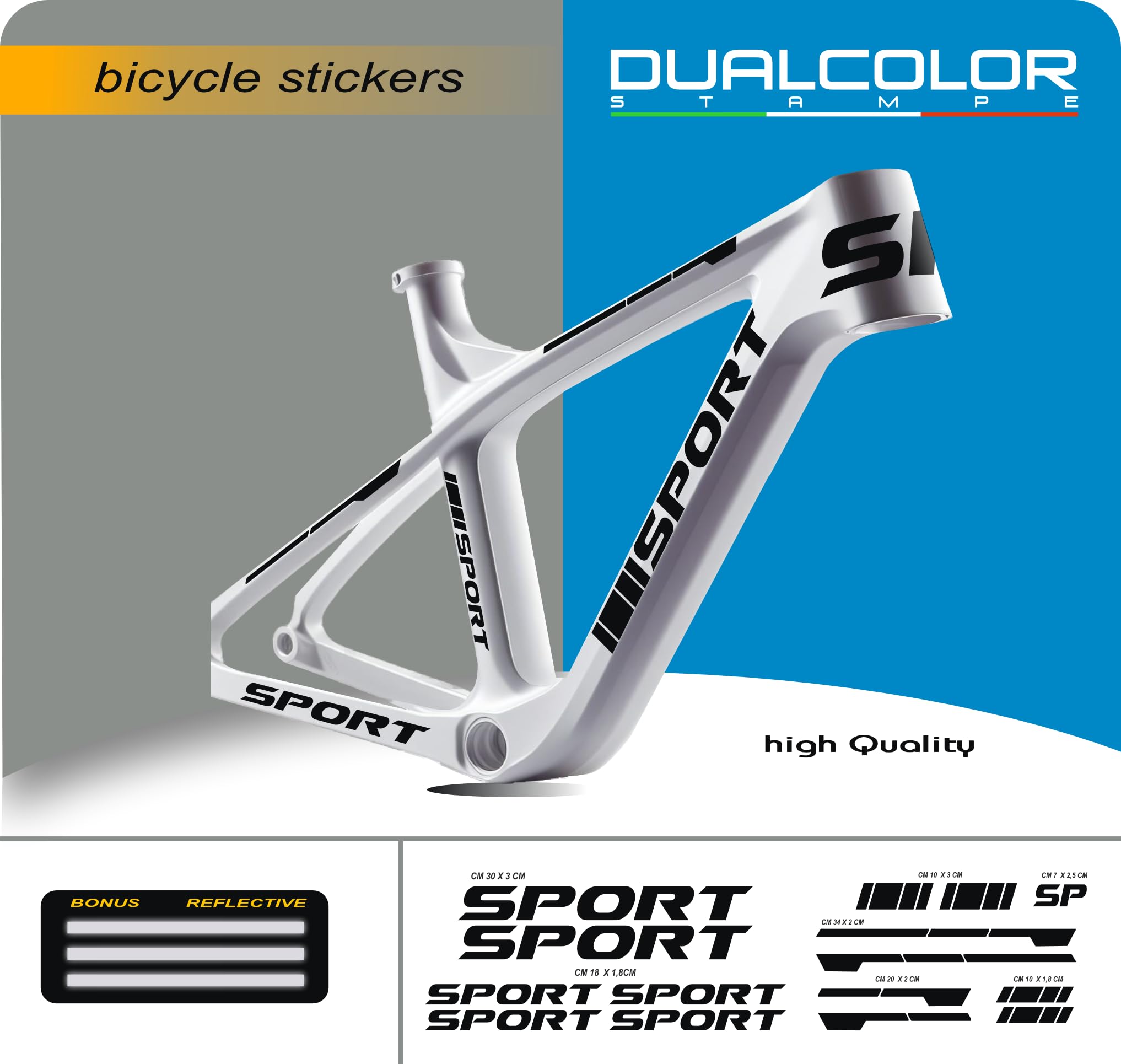 Set 15 Adesivi Stickers Decal Telaio Bici Bicicletta adesivi telaio MTB Universale Protezione COD. B0169 (NERO LUCIDO)