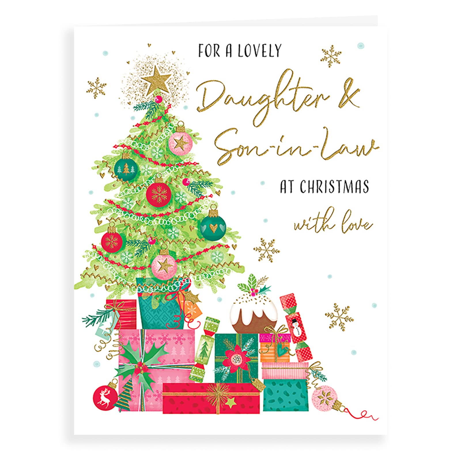 Piccadilly Greetings Modern Christmas Card Daughter & Son In Law- 8 x 6 inches