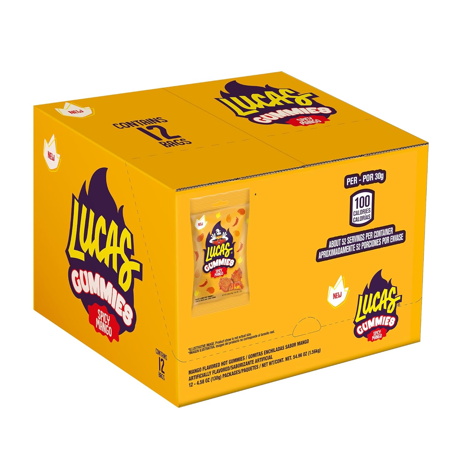 Lucas Spicy Gummies Mango Flavored 12 pack, 55OZ – Spicy Mango for Easter Baskets