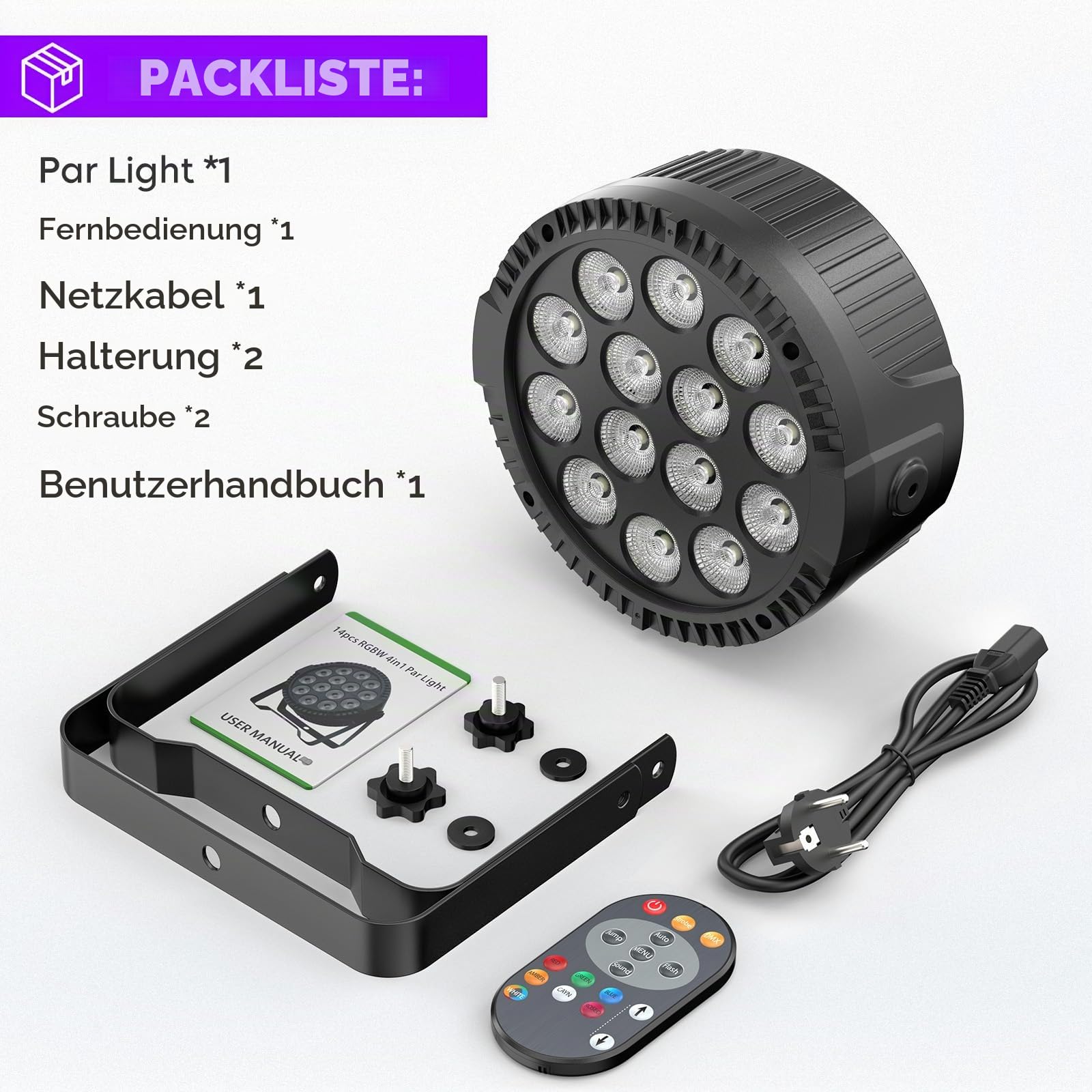 4 Stück LED Par Strahler Bühnenlicht 14 * 6W RGBW DMX Disco partylicht mit Fernbedienung Meister-Sklave Sound Auto Par Scheinwerfer für DJ Bar Hochzeit Halloween Weihnachten