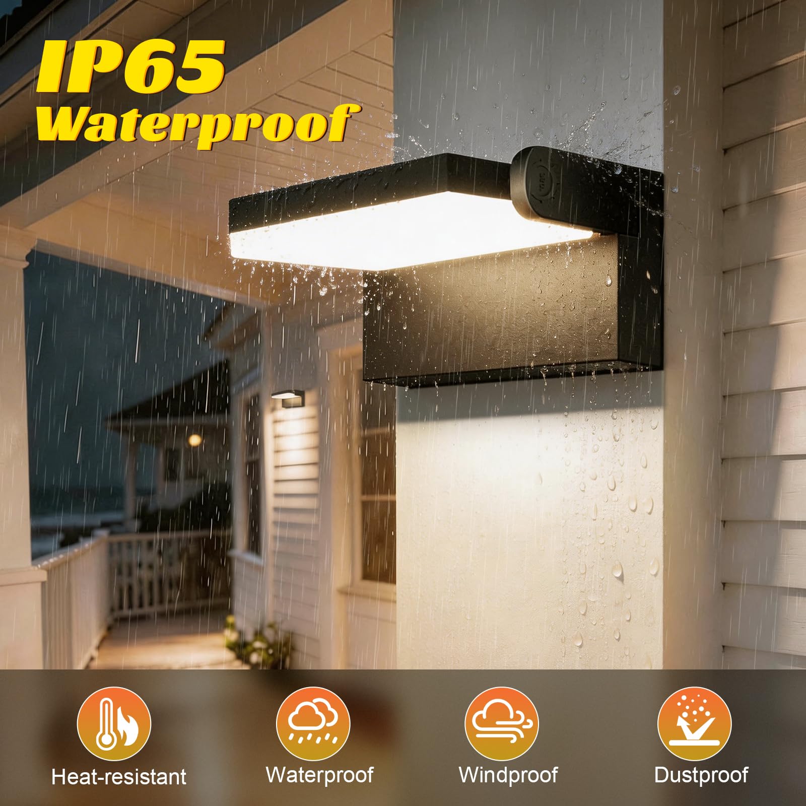 ledmo 60W LED Apliques Pared Exterior Interior 360° Rotación Negra Lámpara de Pared para Entrada Terraza Pasillo Focos LED Exterior 5000 Lumen Blanco Cálido 3000K Impermeable IP65