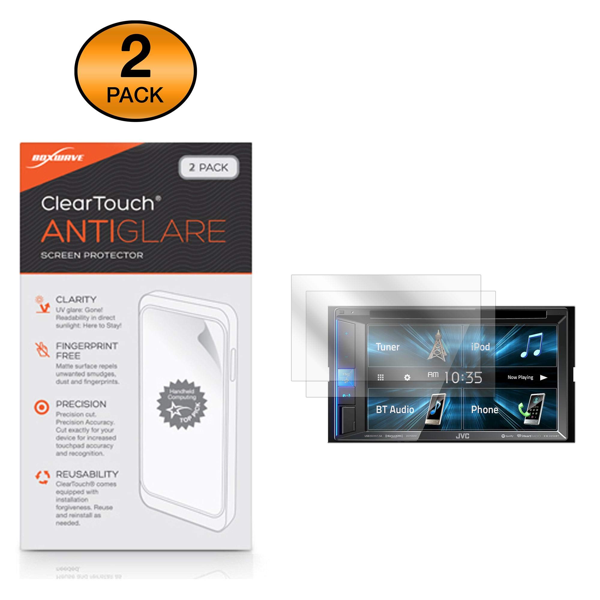 BoxWave Screen Protector Compatible with JVC KW-V250BT - ClearTouch Anti-Glare (2-Pack), Anti-Fingerprint Matte Film Skin for JVC KW-V250BT
