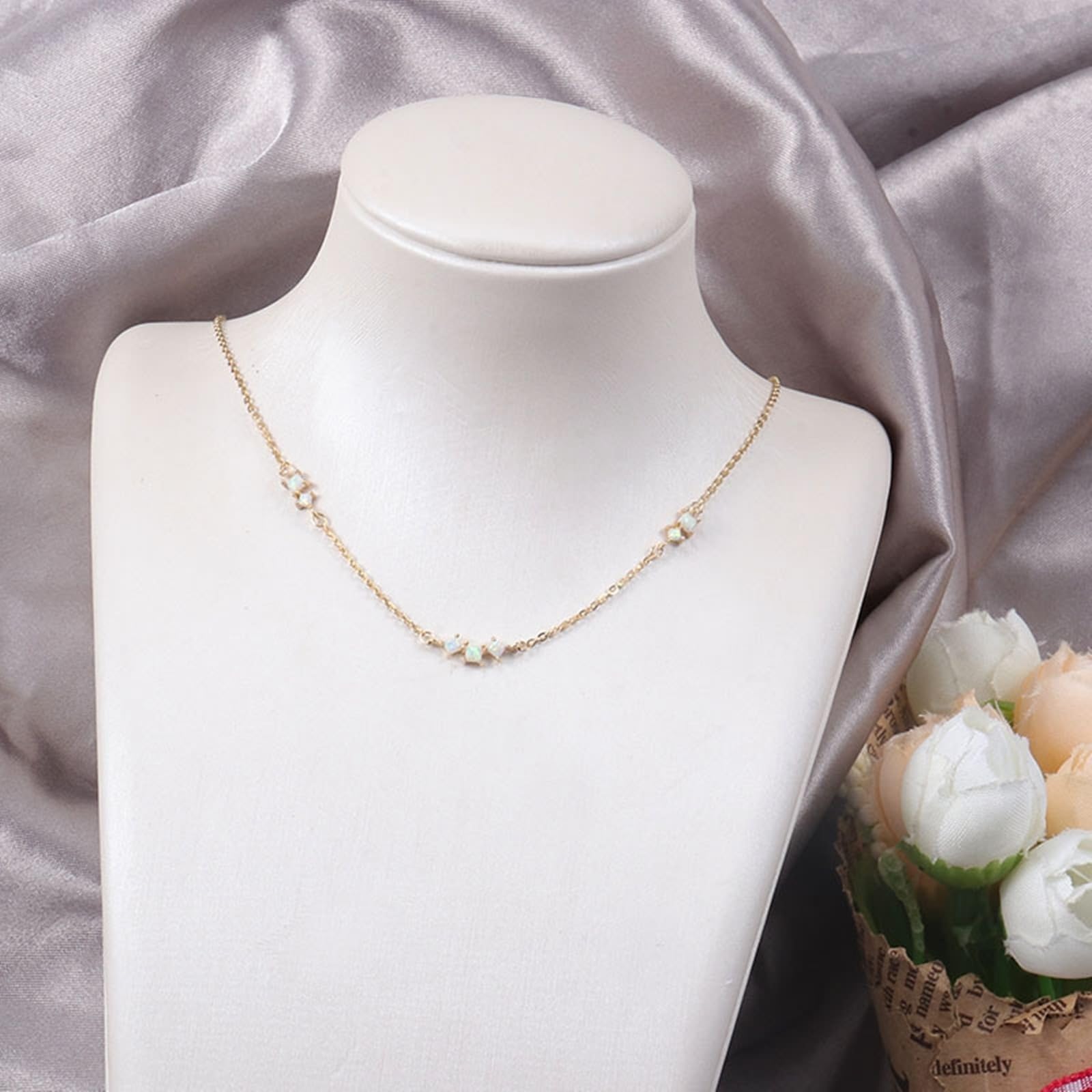 KnSam Damski naszyjnik wisiorek 18K/ 14K/ 9K, naszyjnik z opalem kolorowy Au750 Gold Statement łańcuszek wisiorek prawdziwe złoto biżuteria