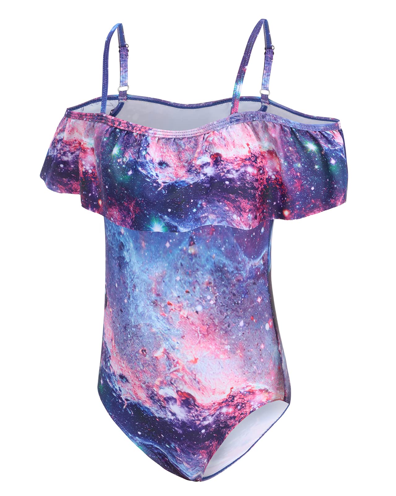 Girls Swimming Costume Kids Girls One Piece Swimsuit Tie Dye Off Shoulder Teeange Girls Swimwear Age 5-16 Years