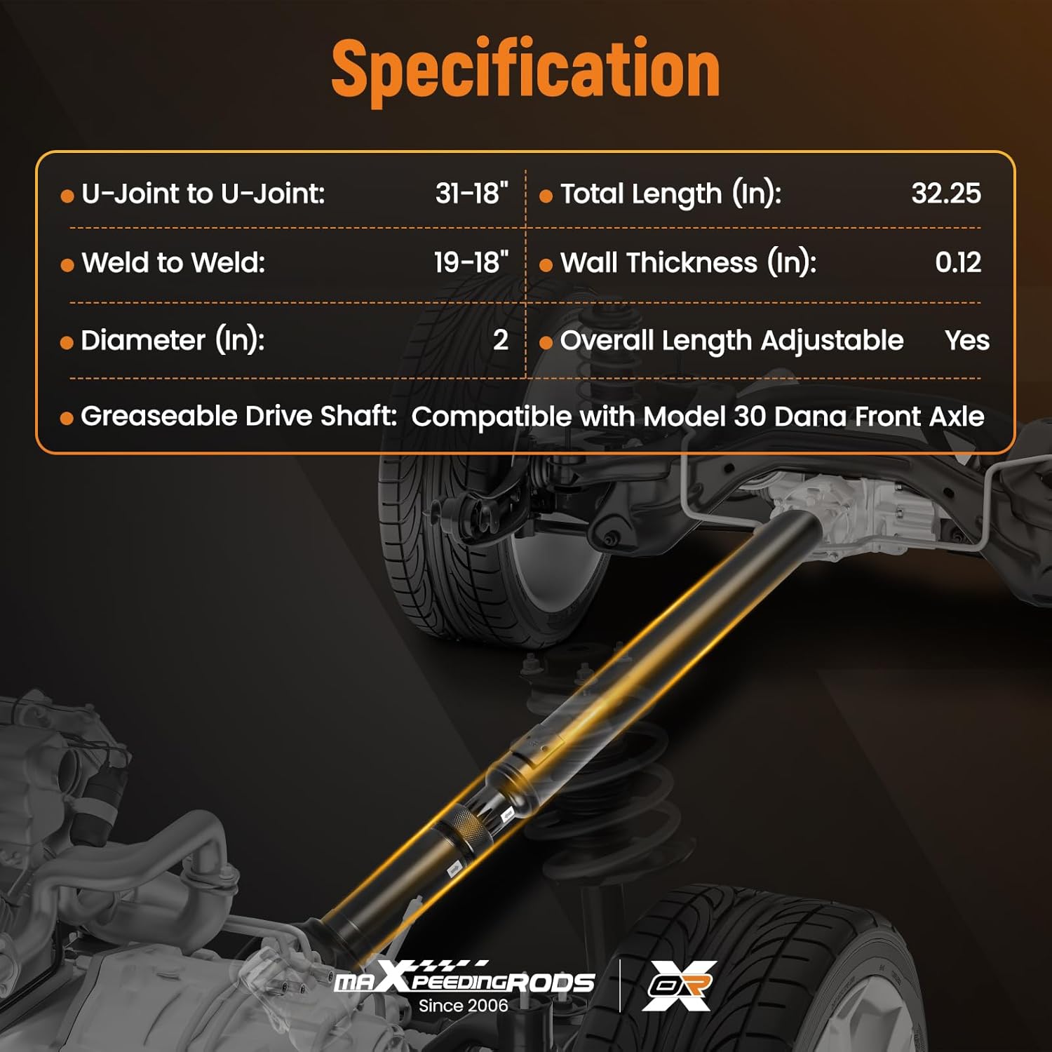 maXpeedingrods 32.15" Front Drive Shaft Prop Shaft Driveshaft Assembly for Jeep Cherokee 1987-2001, Comanche 1987-1992, Wagoneer 1987-1990, 4WD Automatic Transmission Replace# 53005542 938128