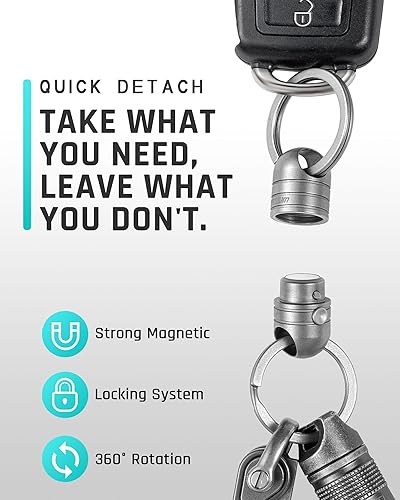 Miniatura 3 de TISUR Llavero de titanio de liberación rápida, llavero retráctil, clip de llavero desmontable, llaveros para hombres y mujeres