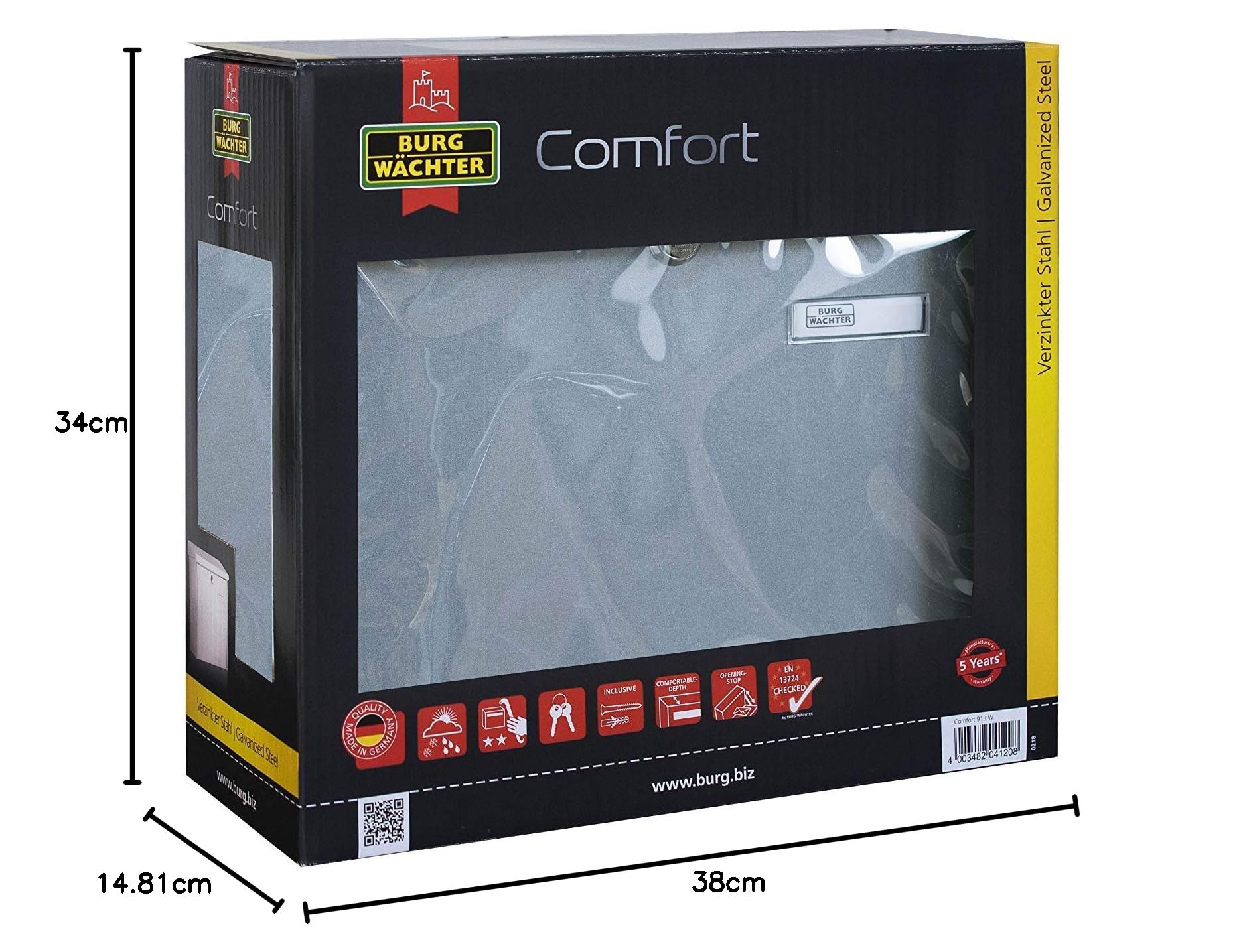 Burg-Wächter Comfort 913 stal Si skrzynka na listy srebrna
