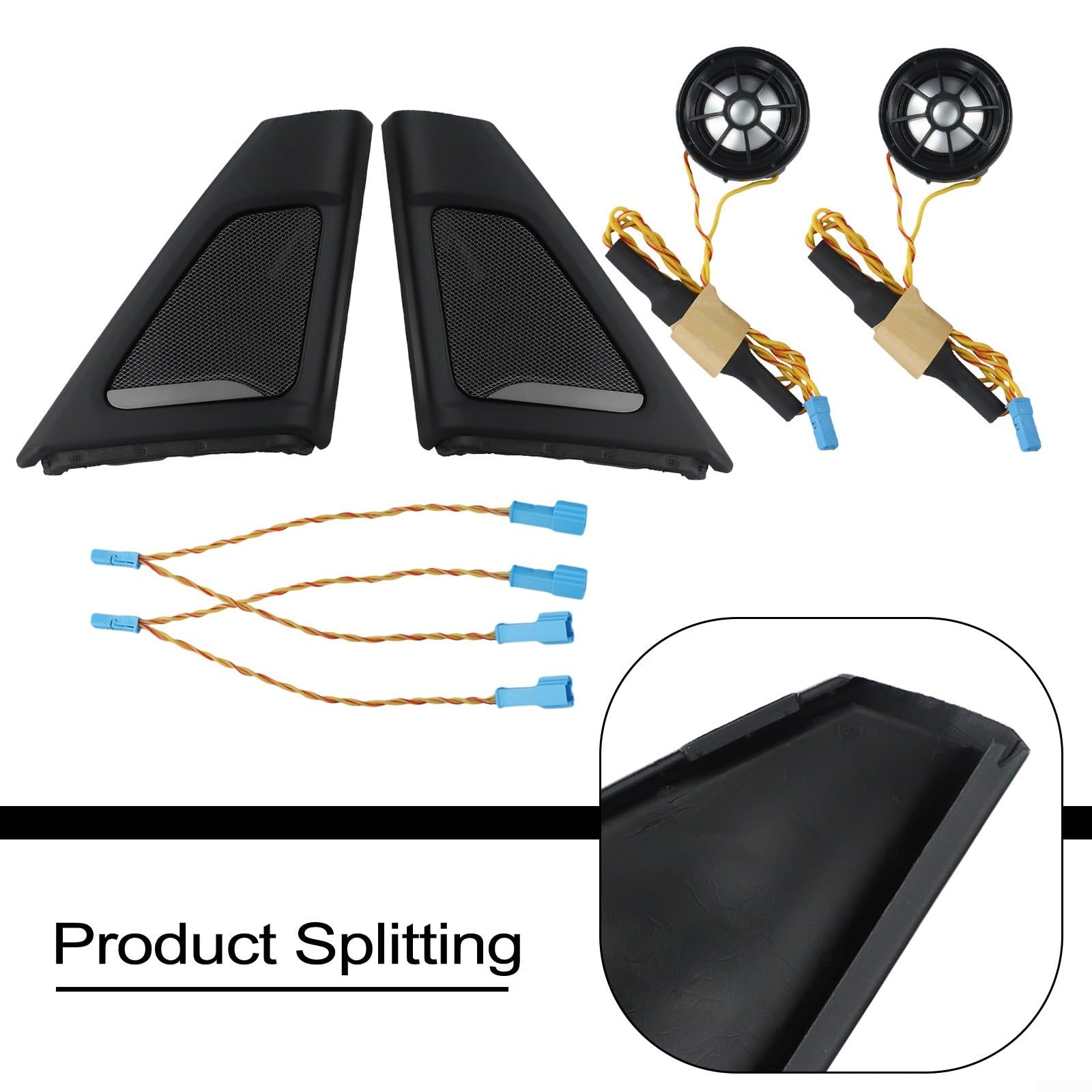 Tweeter con cubierta de pilares A para BMW Serie 5 F10 F11 2010-2017, rejilla para altavoces, color negro, plástico ABS, accesorios para volante a la izquierda