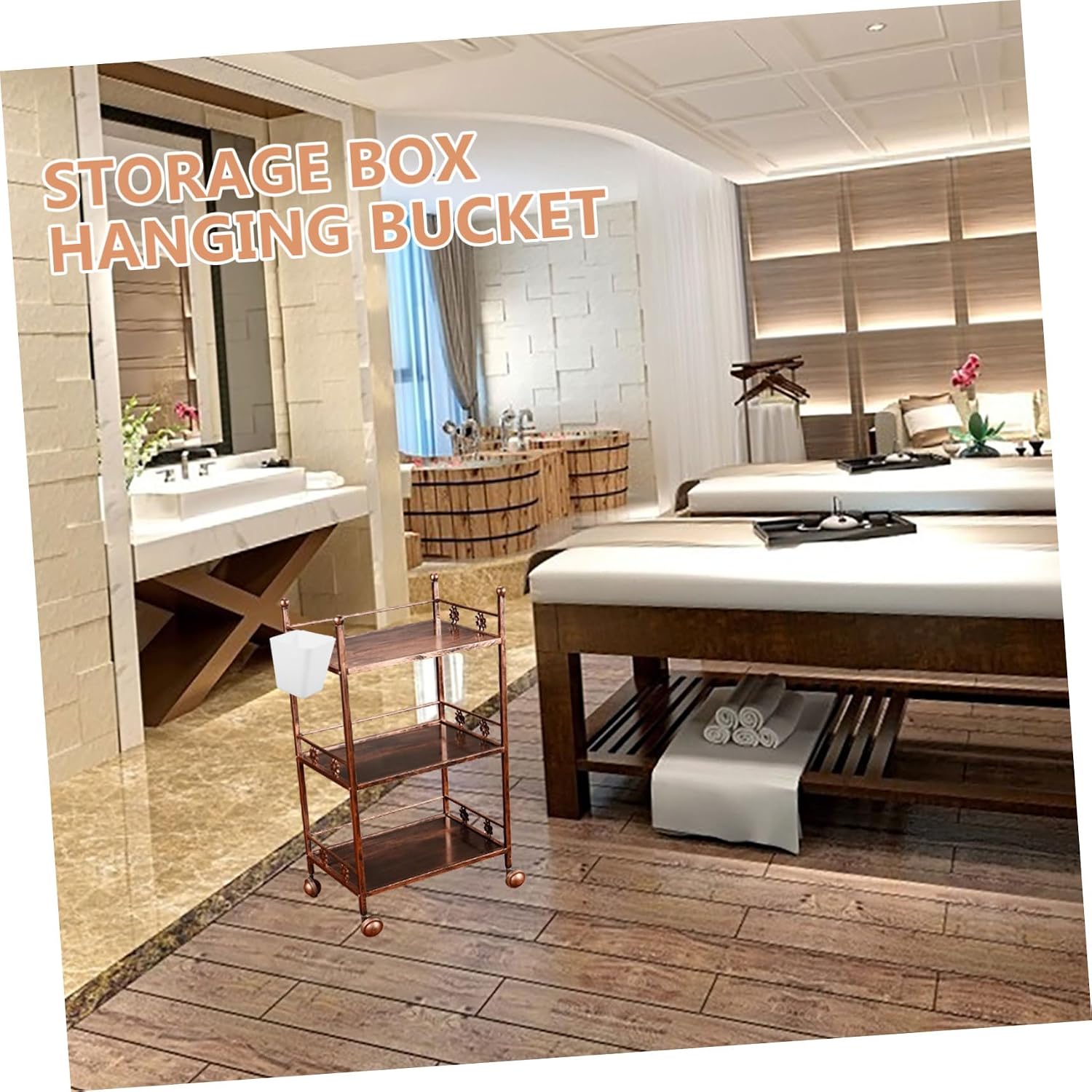 WOONEKY Hanging Storage Bucket for Rolling Cart Organizer Versatile Beauty Salon Accessory for Tools and Utensils Durable Space-saving Design for Efficient Storage