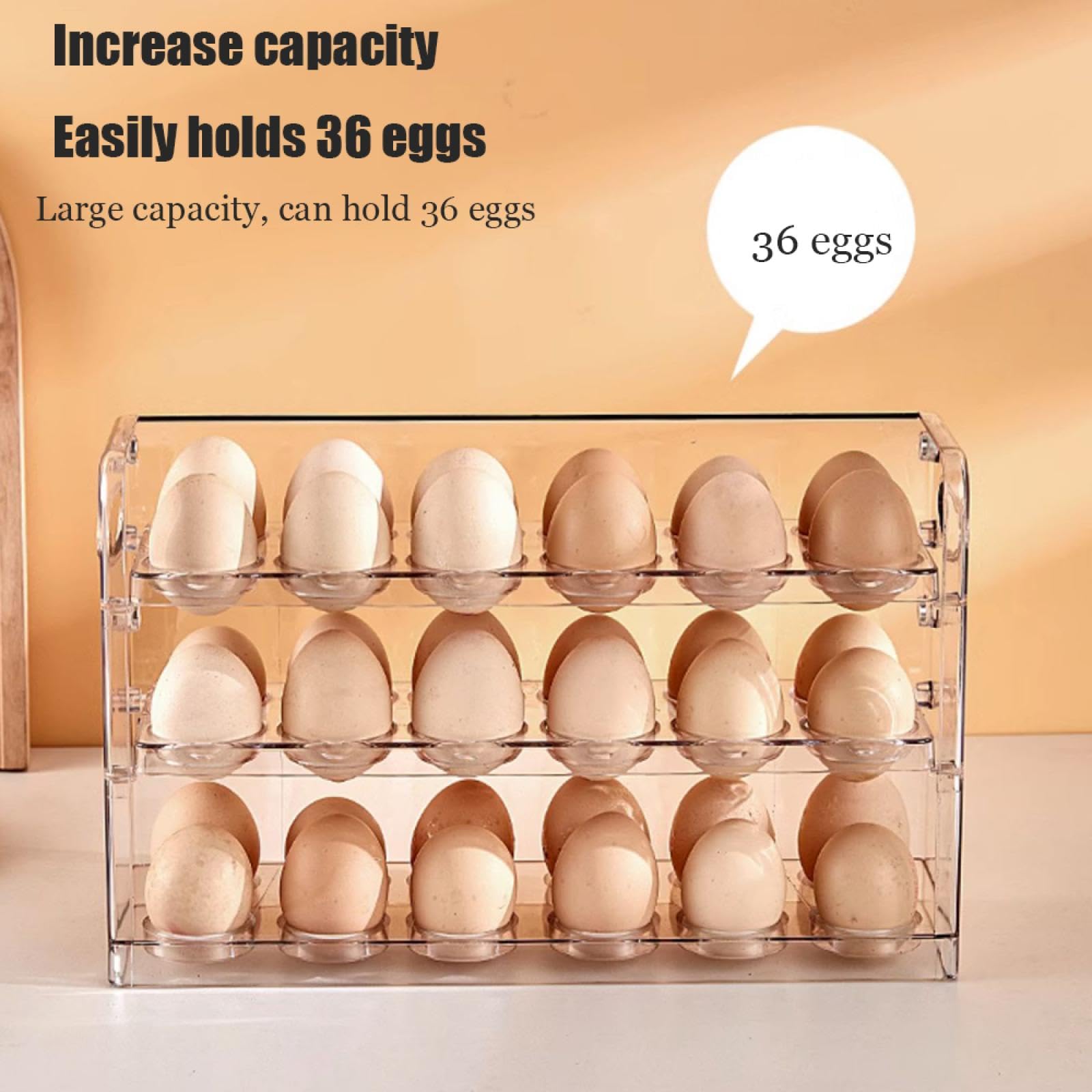 Caja de Almacenamiento de Huevos de Tres Capas,Soporte para Huevos para refrigerador,Almacenamiento de Huevos para encimera,Organizador de Huevos,Dispensador de Huevos para refrigerador