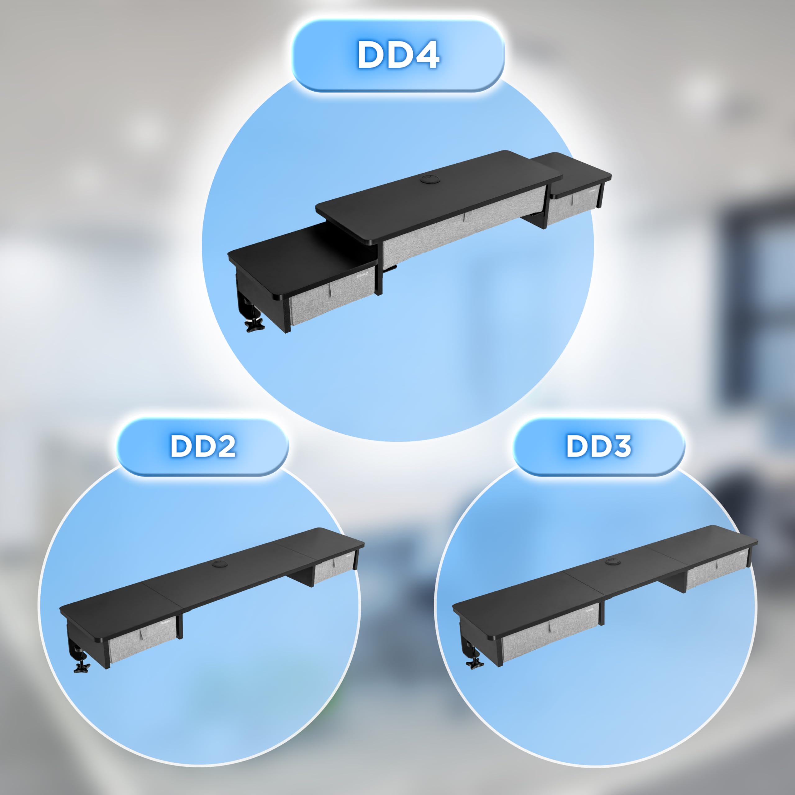 Duronic DD4 BK 120 cm Desk Top Nero con 3 cassetti | Compatibile con tutti i Desk Top da 120 cm | Accessorio per scrivania | Professionale estetico e organizzato | Superficie per sollevare lo schermo