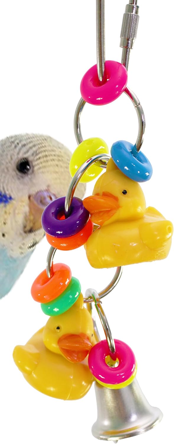 Bonka Bird Toys 1729 Tini Duck Colorful Plastic Ring Metal Cute Budgie Finch Parrotlet Cockatiel Quaker Conure Parakeet Dove Canary Lory