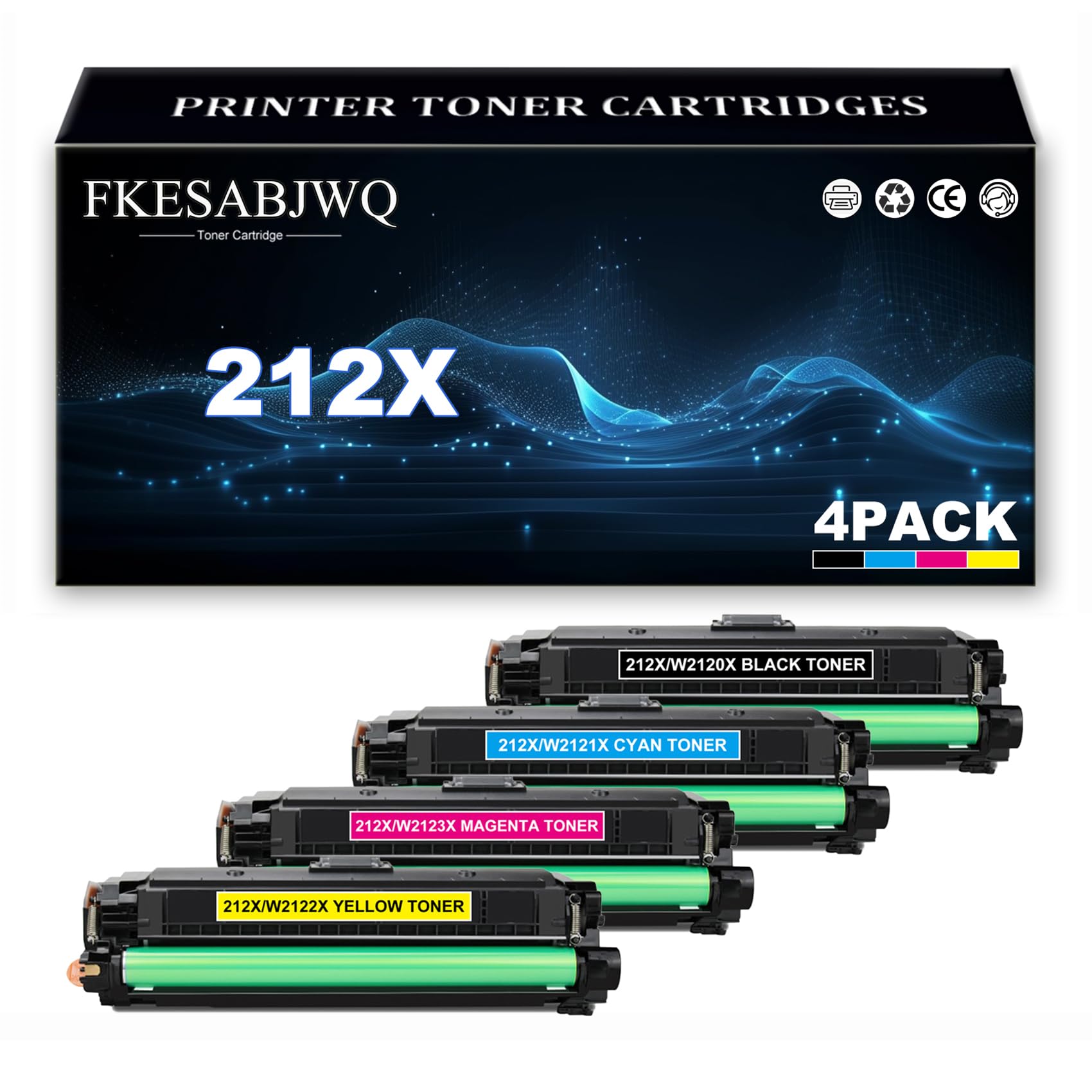Cartuccia Toner 212X per HP M555x M578f M578c M578z M554dn M555dn M578dn | Alta Capacità W2120X W2121X W2122X W2123X Ricambio Cartucce Toner,4 Colors-1 Pack