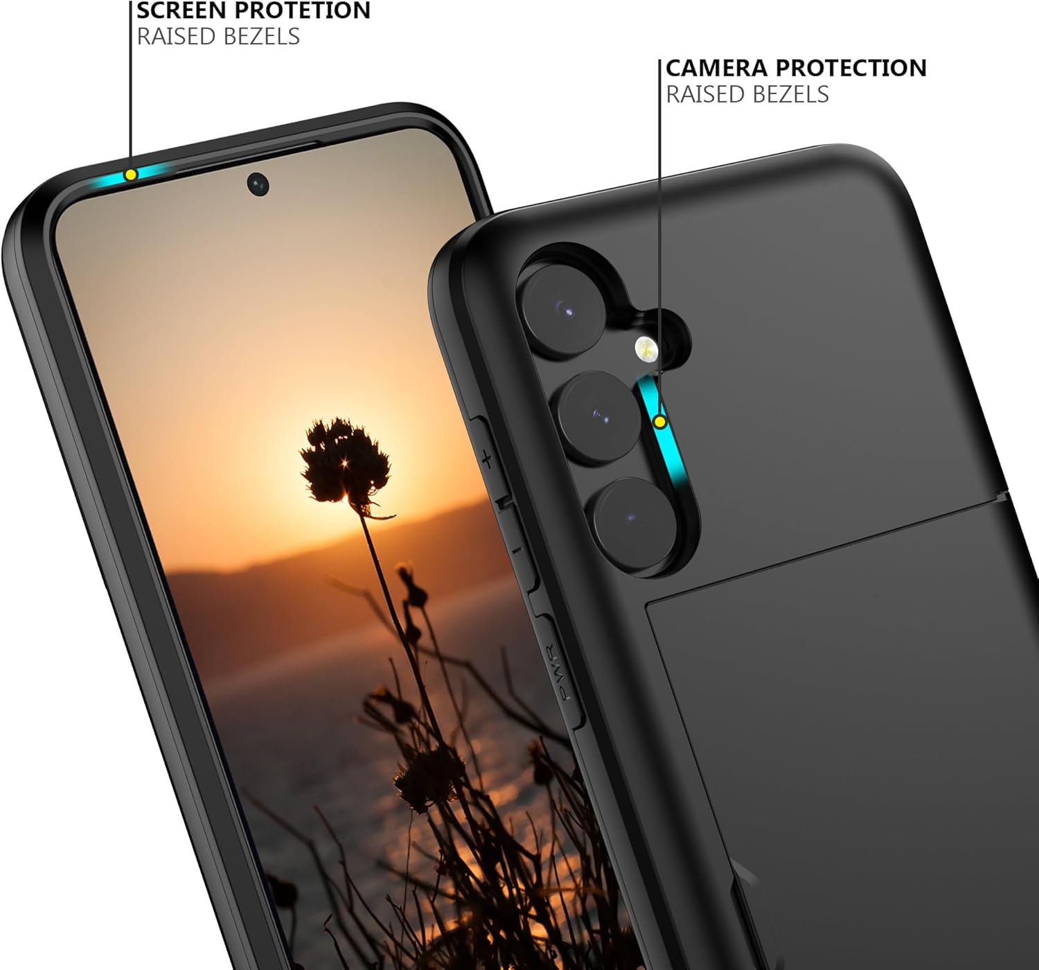 Nvollnoe for Samsung S24 Case with Card Holder Dual Layer Heavy Duty Protective Case Hidden Card Slot Slim Wallet Case for Samsung S24 6.1''(Black) - Image 4