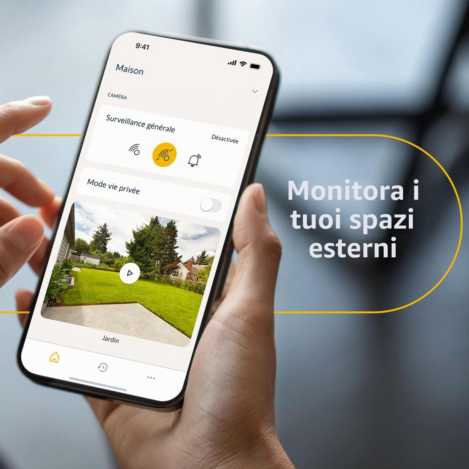 Somfy 1875325 - Telecamera esterna Wi-Fi con rilevamento intelligente, 1080p Full HD, sirena da 110 dB, collegamento alla lampada esistente