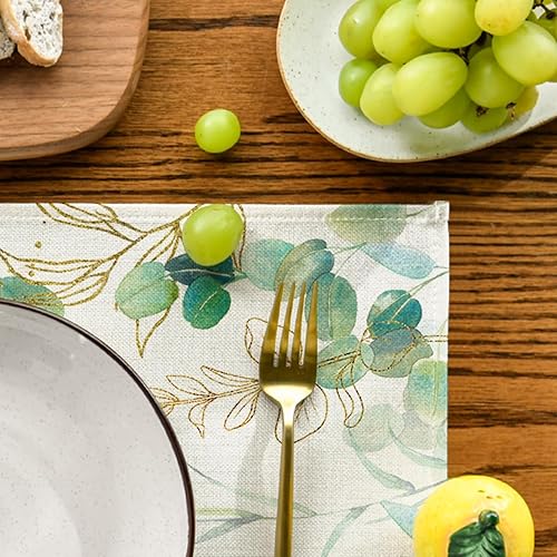 Miniatura 7 de Artoid Mode Juego de 4 manteles individuales de eucalipto para mesa de comedor, 12 x 18 pulgadas, decoración de primavera, temporada de vacaciones,