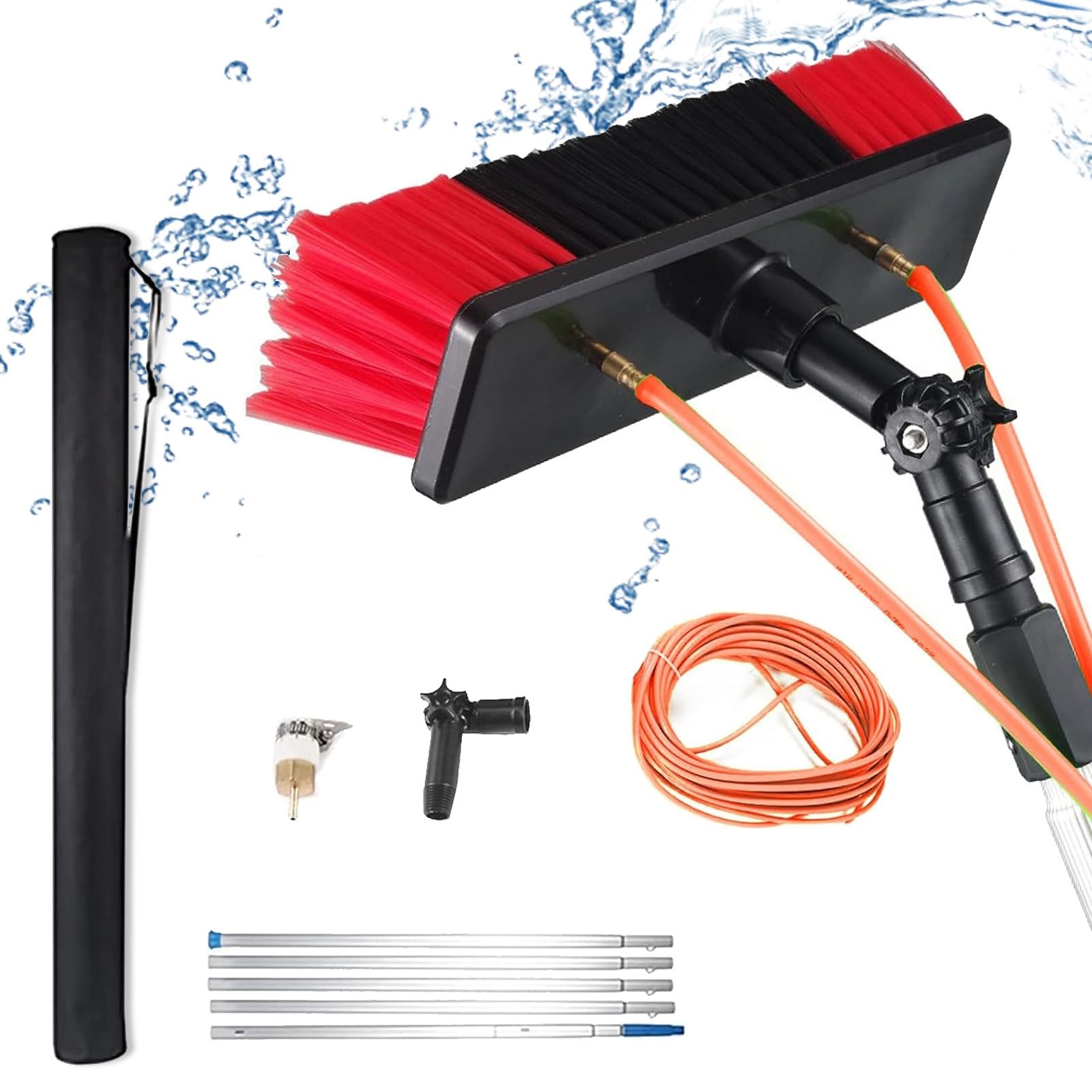 Aioneer Telescopic Solar Panel Cleaning Brush Kit - 6M Water Fed Pole With 30Cm Brush Head For Efficient Photovoltaic Truck And Window Cleaning-8m/26.24ft