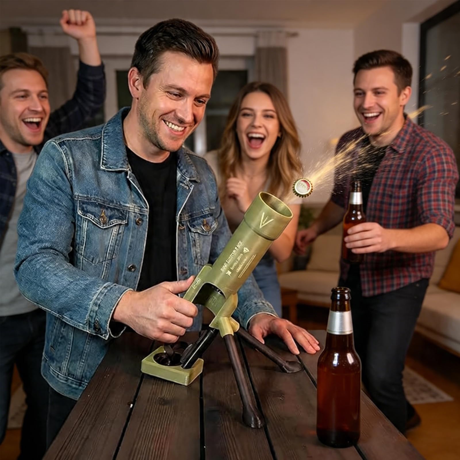 Decapsuleur Mortier, Mortier Bière avec Ressort, Mains Libres Et Effort Réduit, Pas Besoin D'appuyer, Décapsuleur De Bière pour La Maison, Les Bars Et Les Fêtes（vert）