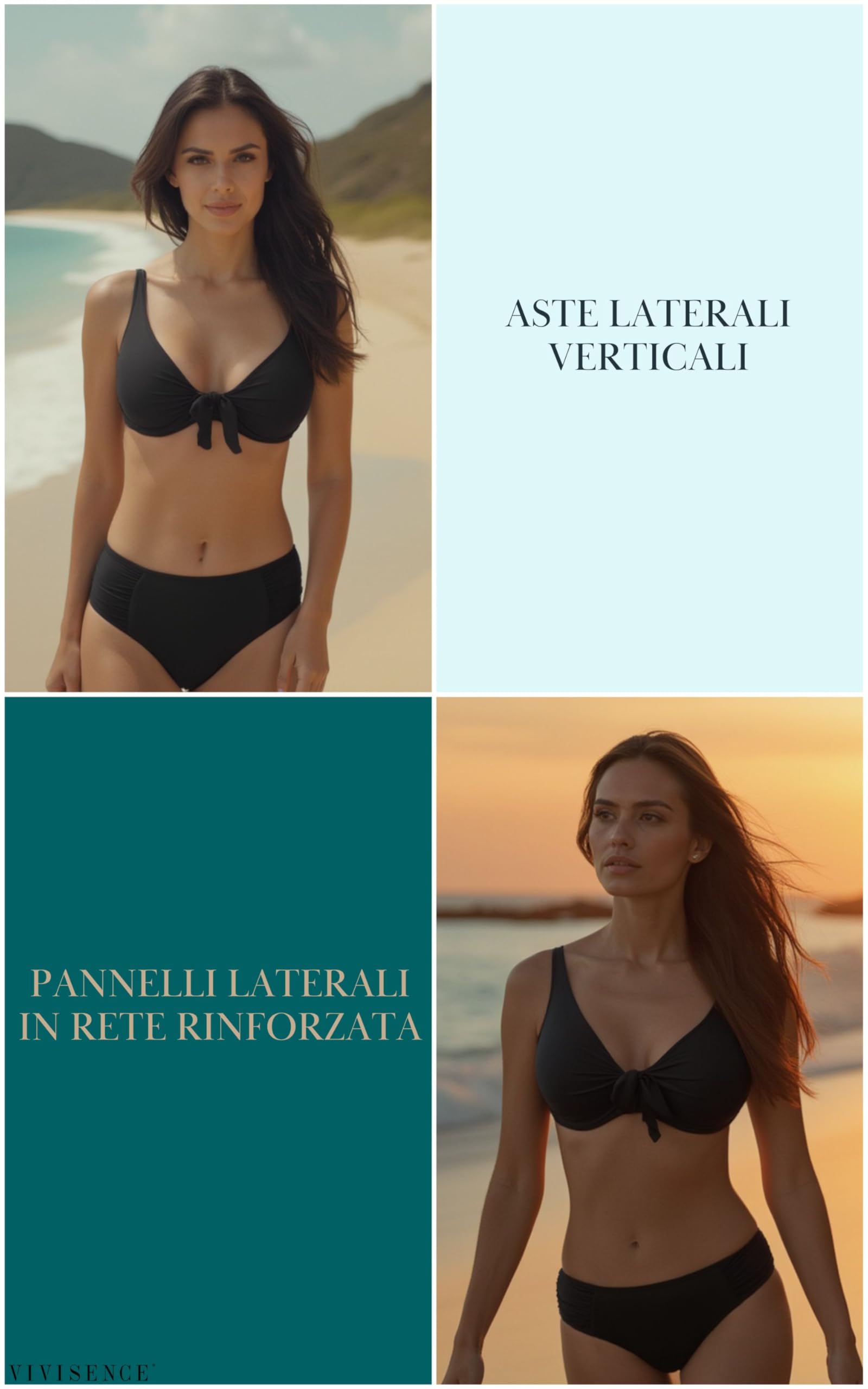 Vivisence 3202 Reggiseno Bikini Liscio Monocolorato Coppe Morbide con Ferretti