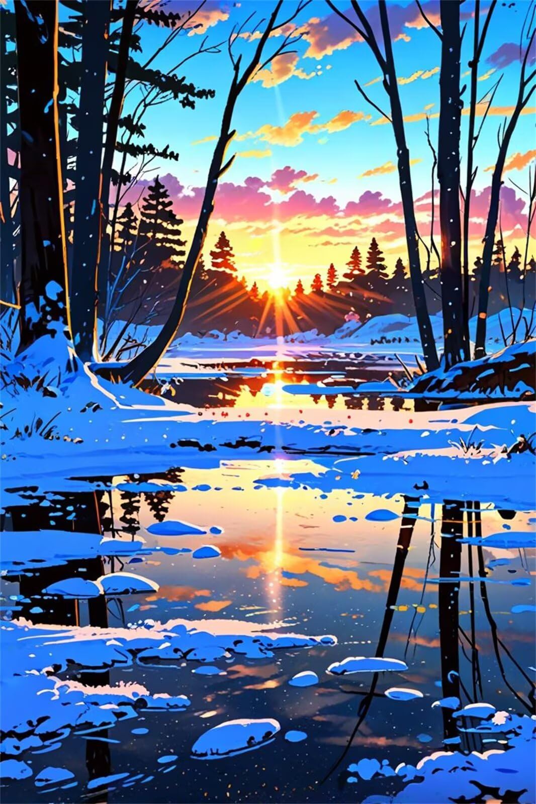 Wintersonnenaufgang Jigsaw Puzzle 2000 Teile für Erwachsene - Kniffliges Kunstmotive Denkspiel, Beruhigendes Hobby & Elegante Raumdeko (100x70 cm)