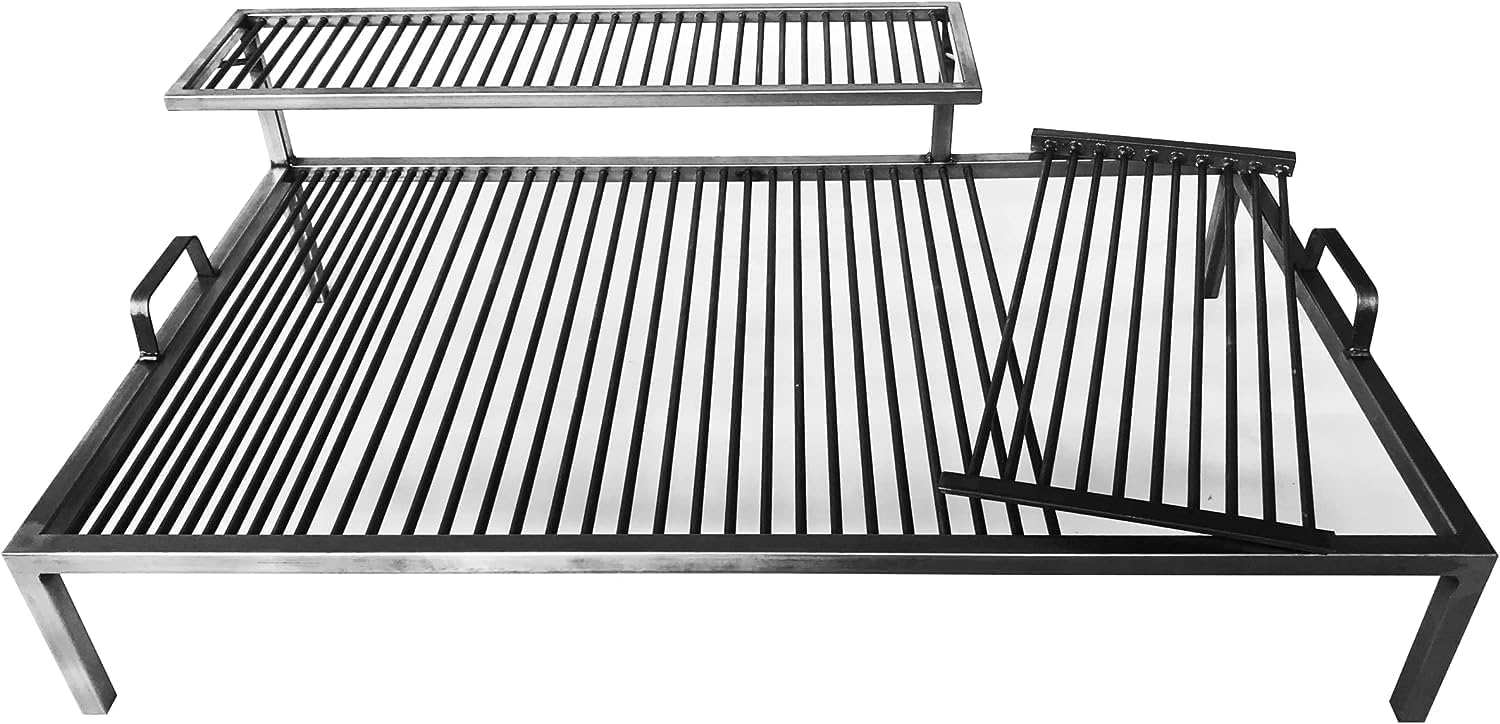 Argentine Grill Parrilla Asado With Removable Modules - Iron Construction, Handmade In Argentina, Includes Griddle & Brazier