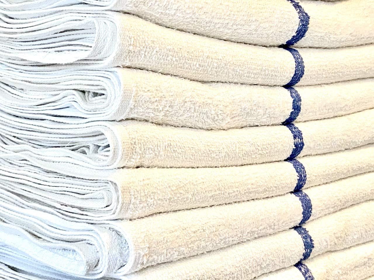 All Purpose Bar Mop Towels, 24 Pack, 30 Oz Per Dz, 100% Cotton, 16 X 19, Absorbent Terry Bar Towels, Restaurant Kitchen Towels, Commercial Grade Bulk Terry Towels(24 Pack, Blue Stripe)