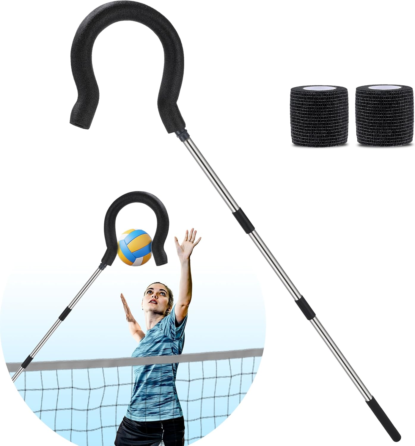 Volleyball Spike Trainer with Adjustable Height & Real Ball Feel - Hitting Training Equipment for Spiking,Jumping, and Serving Practice -Lightweight,Non-Slip Design/Durable- Perfect for Beginners/Pros
