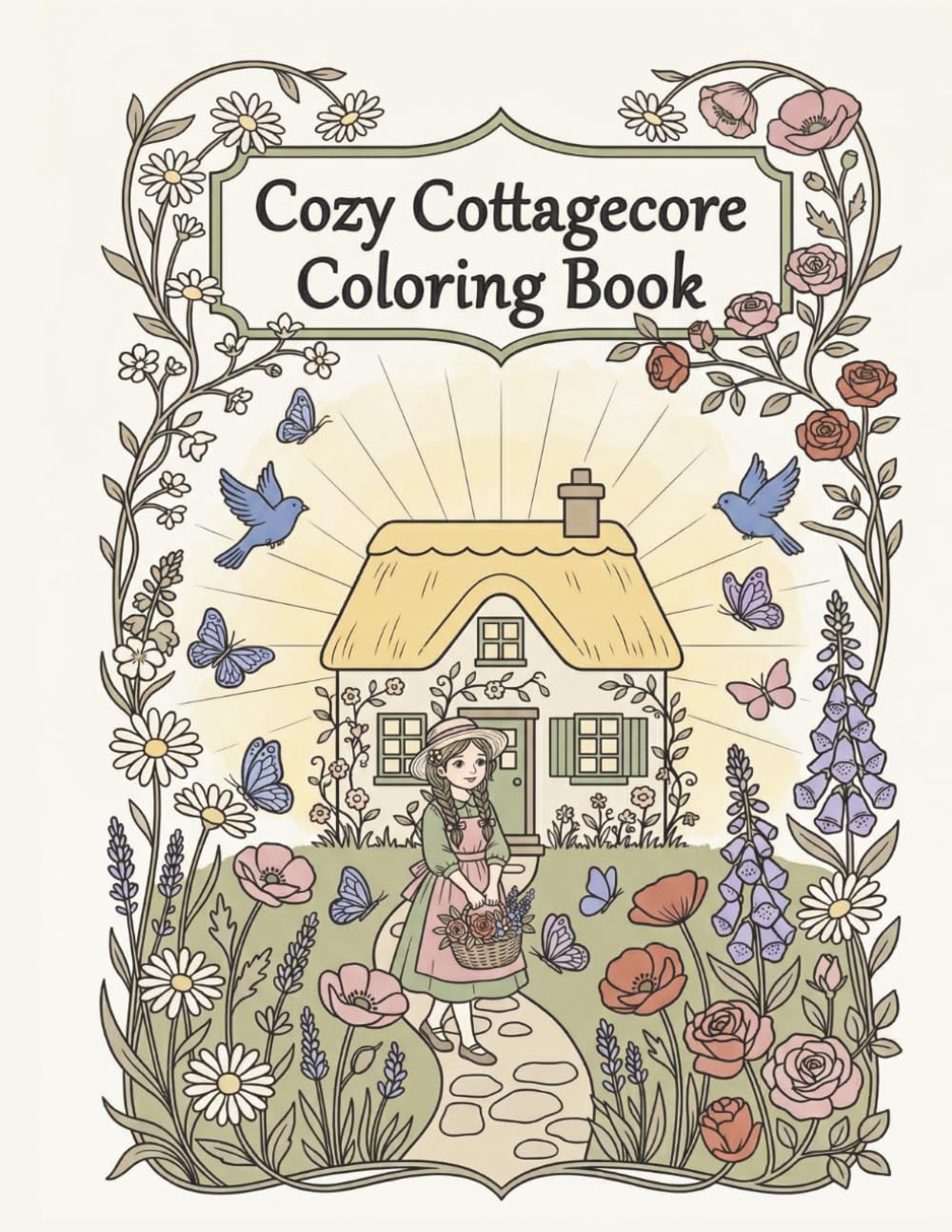 Cozy Cottagecore Coloring Book: Cozy Designs with Flowers, Homes, and Quiet Moments: Bold & Easy Designs for Relaxation, Cozy Moments, and Simple Living