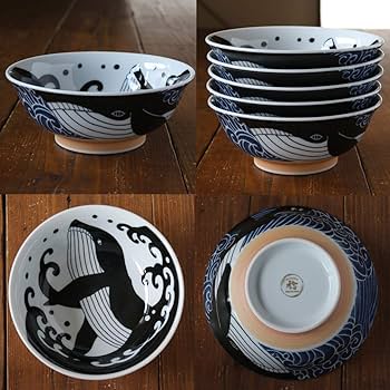 Amazon｜みのる陶器 美濃焼 白波くじら 205ラーメン丼｜飯碗