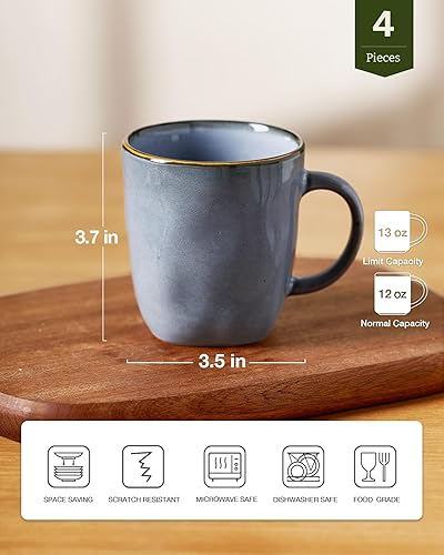 Miniatura 4 de famiware Juego de 4 tazas de café cuadradas con asa para cacao, leche, chocolate caliente, té, agua, tazas de cerámica para cocina, microondas y