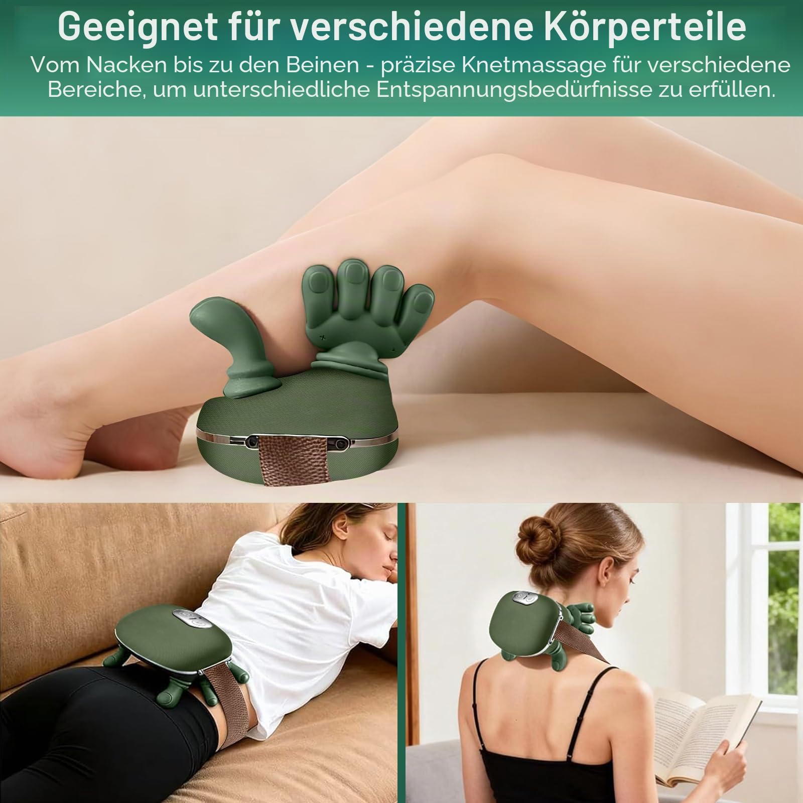 4D Nackenmassagegerät Mit Wärme, Massagegerät Nacken, USB Elektrische Neck and Cervical Massage Mit 3 Massagestufen 2 Temperaturstufen, Schulter Massagegerät für Nacken,Zuhause,Büro,Reisen