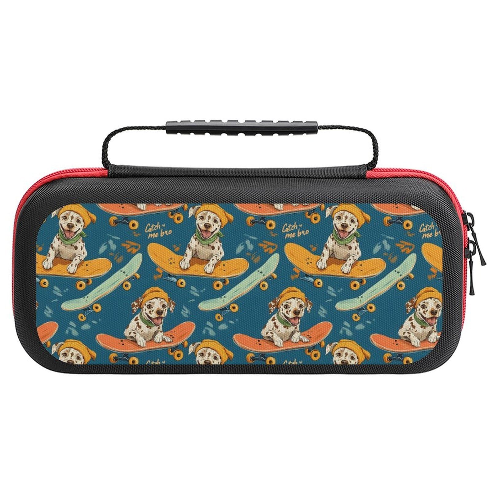 GVYGVY Compatible with Nintendo Switch Case - Fashion Travel Carrying Cute Puppy Skateboard Print Case Compatible with Switch