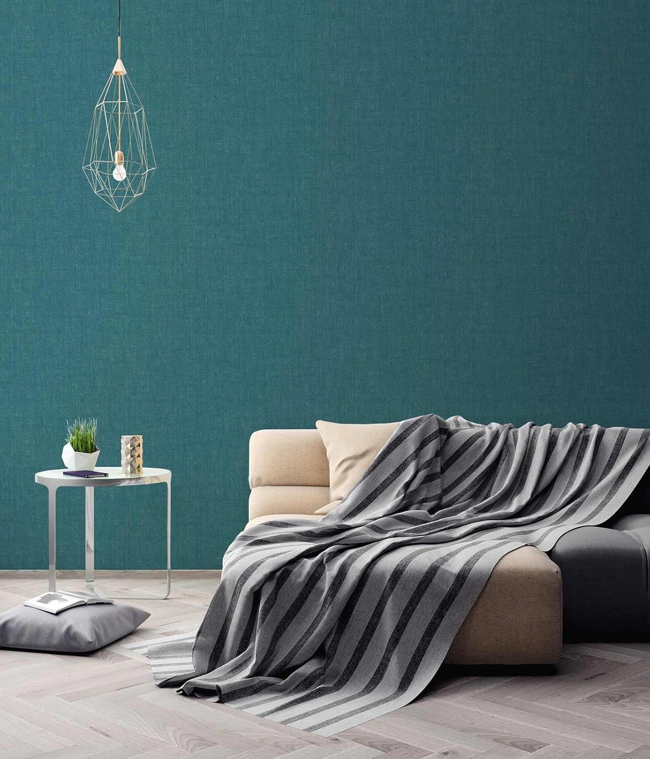 A.S. Création Non-Woven Wallpaper Modern Fabric Look Blue 385969 Wallpaper Living Timer Bedroom Matt 10.05 x 0.53 m Made in Germany