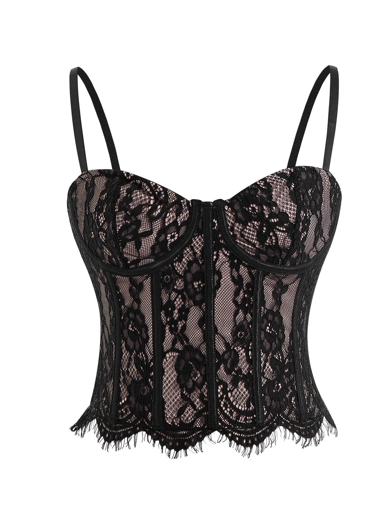 winkbay Womens Corset Crop Top Gothic Lace Sweetheart Neck Boned Cami Night Out Outfit